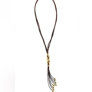 Uno de 50 Gold Wrapped Snake Multi Strand Leather Necklace